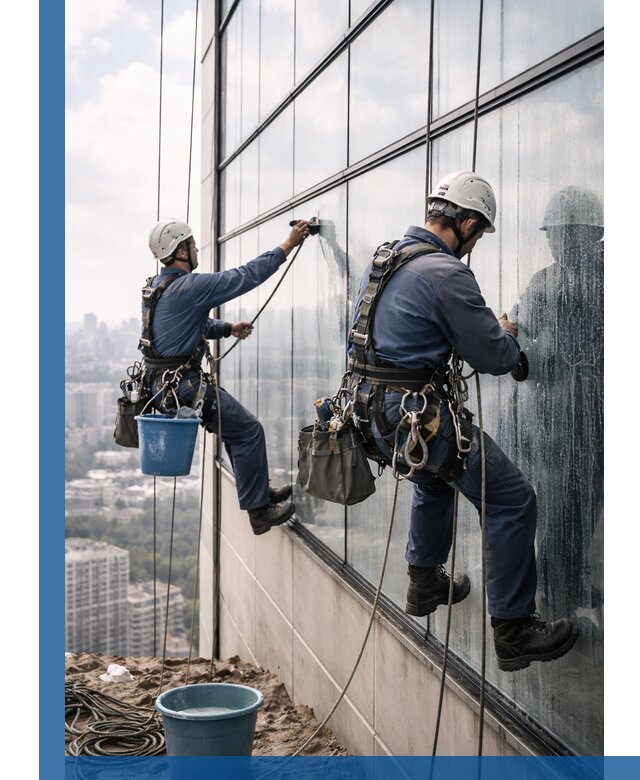 Профессиональная мойка фасадных окон альпинистами в Баксане