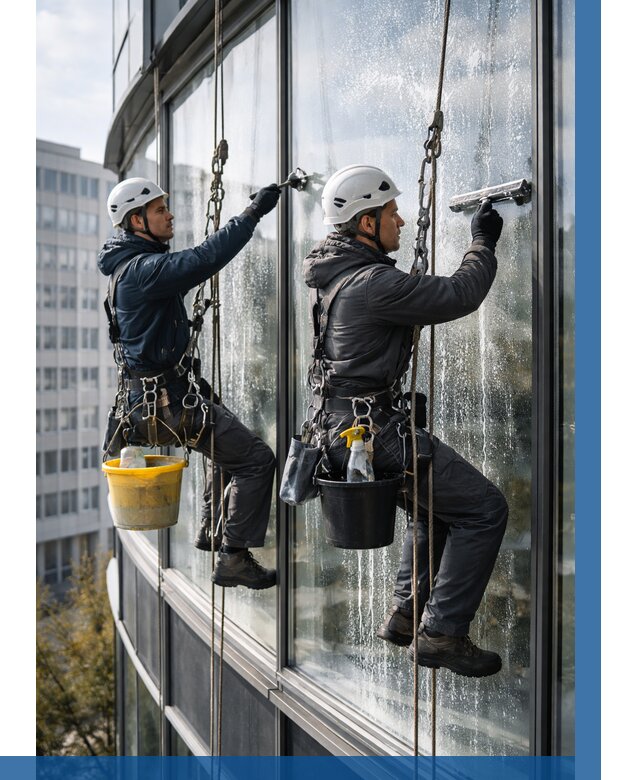 Мойка панорамных окон в Баксане от 354 р. заказать у ВЫСОТНИК-Бкс