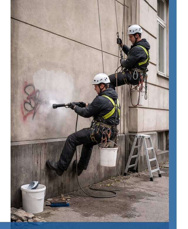 Удаление граффити с фасада в Баксане от 4546 р. | ВЫСОТНИК-Бкс