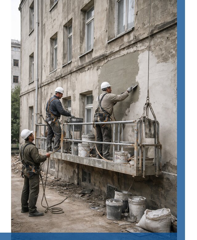 Капитальный ремонт фасада в Баксане от 4243 р. | ВЫСОТНИК-Бкс