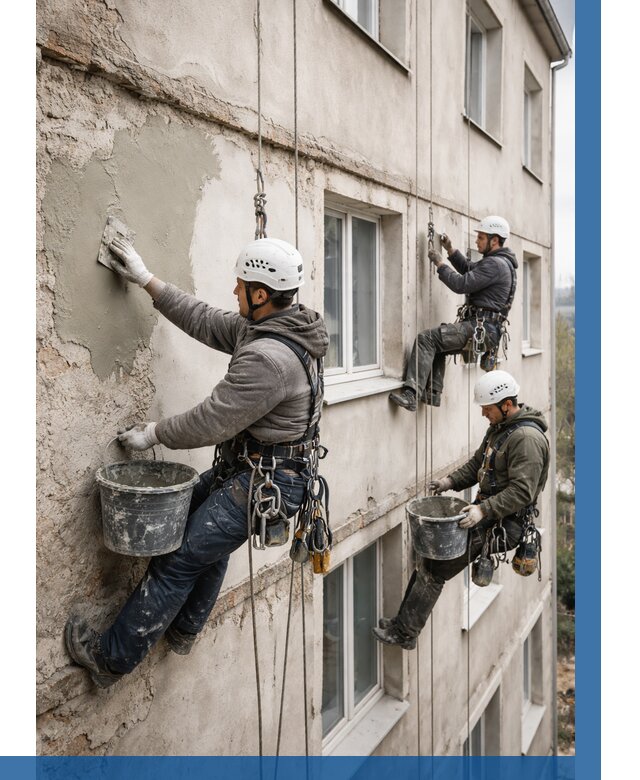 Ремонт штукатурного фасада в Баксане от 758 р. под ключ | ВЫСОТНИК-Бкс