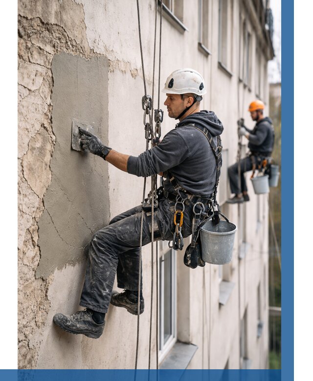 Восстановление штукатурки фасада в Баксане от 1212 р. | ВЫСОТНИК-Бкс