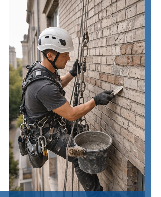 Ремонт кирпичной кладки фасада в Баксане от 1818 р. | ВЫСОТНИК-Бкс