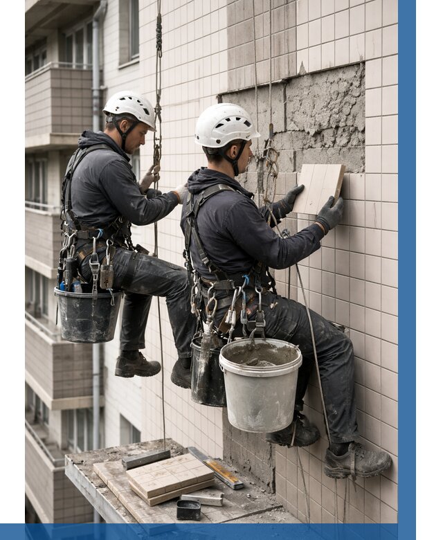 Ремонт облицовки фасада плиткой в Баксане от 1818 р. | ВЫСОТНИК-Бкс