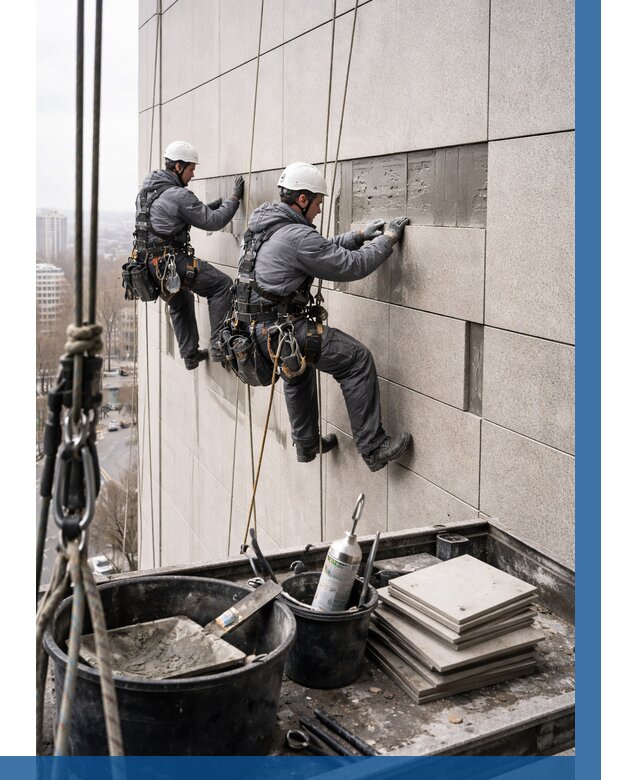 Ремонт фасада из керамогранита в Баксане от 2526 р. | ВЫСОТНИК-Бкс