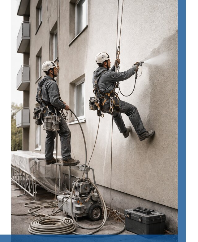 Безвоздушная покраска фасада в Баксане от 222 р/м² | ВЫСОТНИК-Бкс