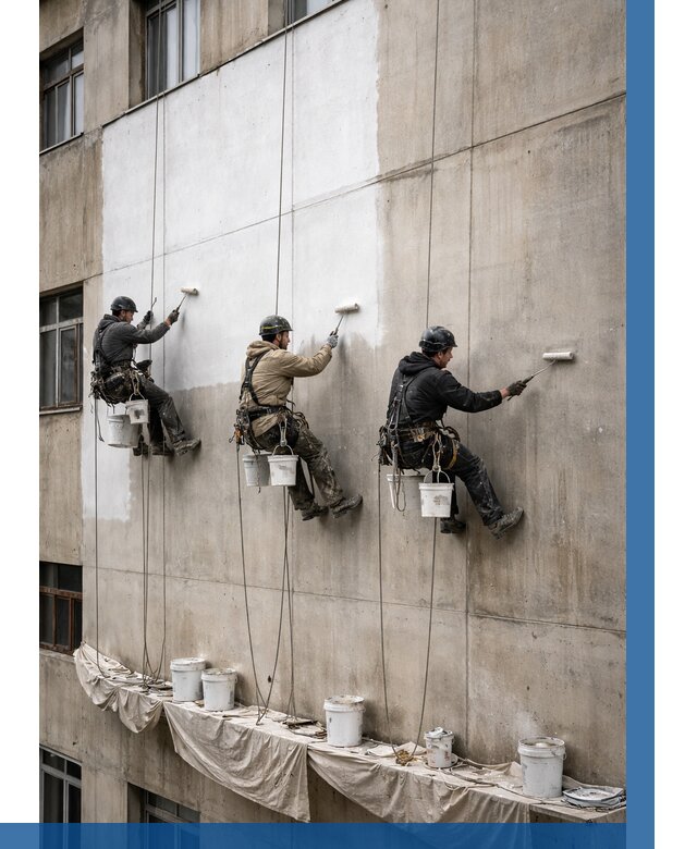 Покраска бетонного фасада в Баксане от 354 р за м2 | ВЫСОТНИК-Бкс