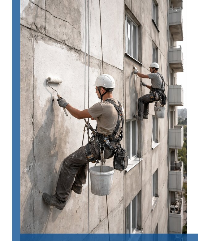 Покраска бетонного фасада в Баксане для жилых и промышленных объектов