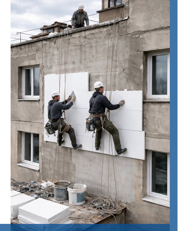 Утепление фасада пенополистиролом в Баксане от 1818 р. | ВЫСОТНИК-Бкс