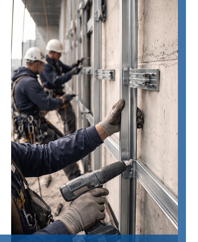 Монтаж подсистемы вентфасада в Баксане от 859 р. | ВЫСОТНИК-Бкс