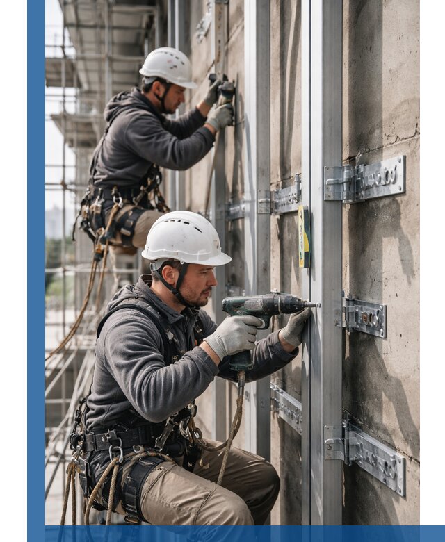 Монтаж и крепление подсистемы вентфасада в Баксане