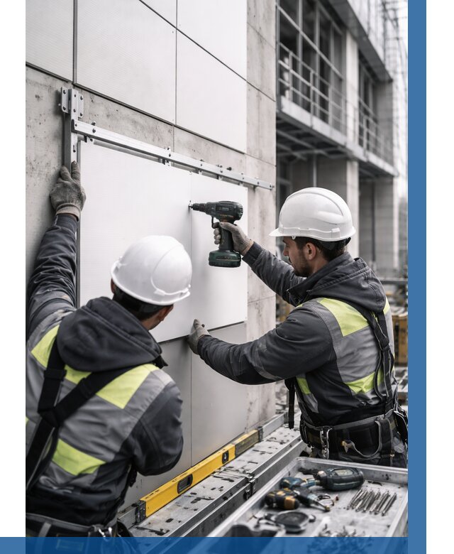 Монтаж композитных панелей фасада в Баксане от 2526 р. | ВЫСОТНИК-Бкс