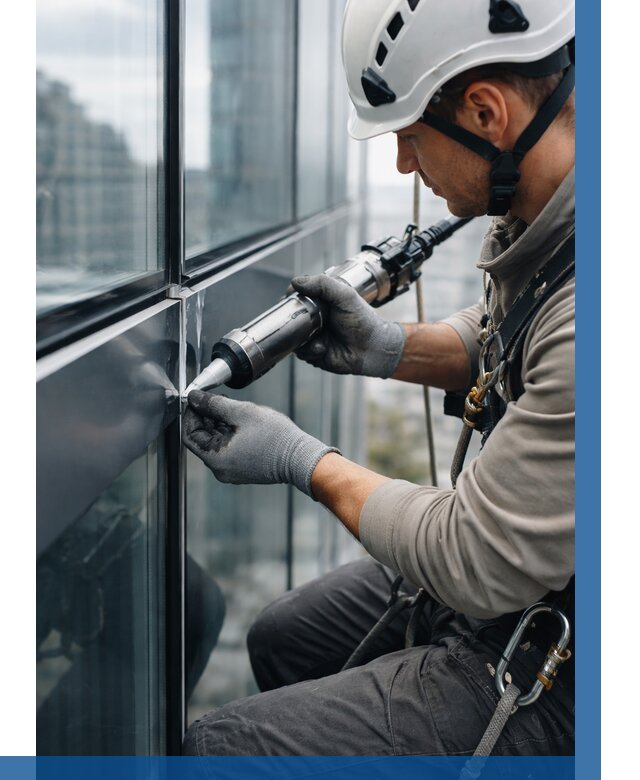 Герметизация стыков витража в Баксане от 1212 р. | ВЫСОТНИК-Бкс