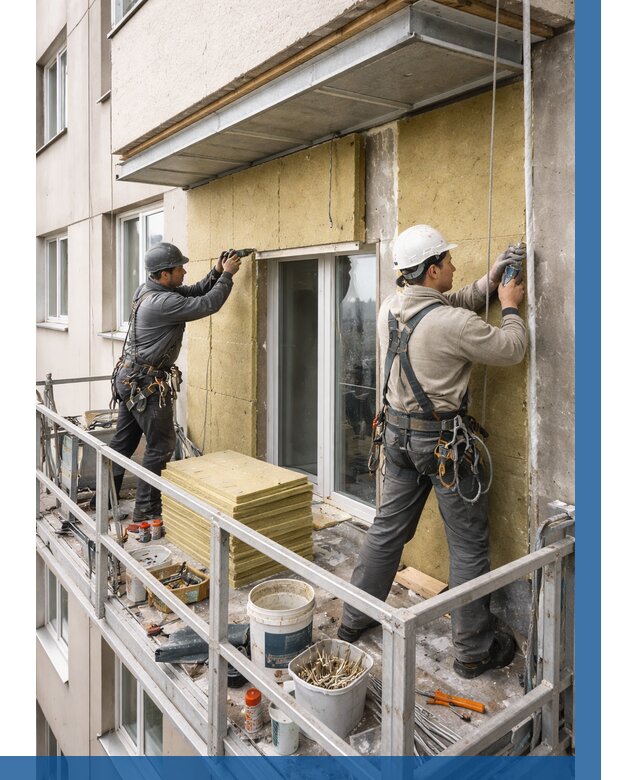 Утепление балкона снаружи в Баксане от 1616 р. под ключ ВЫСОТНИК-Бкс