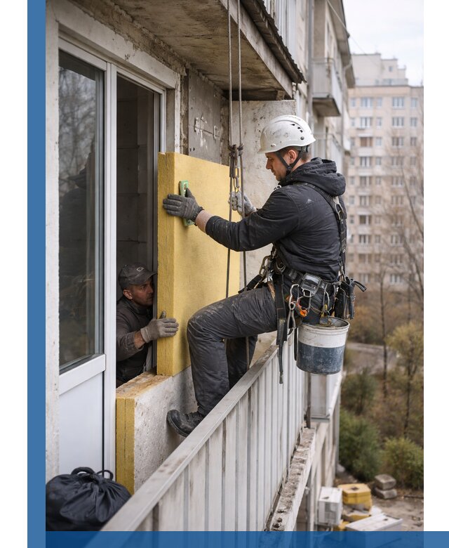 Профессиональное утепление балкона снаружи в Баксане под ключ
