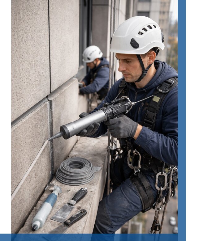 Герметизация деформационных швов фасада в Баксане от 707 | ВЫСОТНИК-Бкс