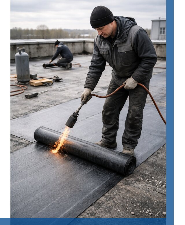 Ремонт наплавляемой кровли в Баксане от 707 р. | ВЫСОТНИК-Бкс