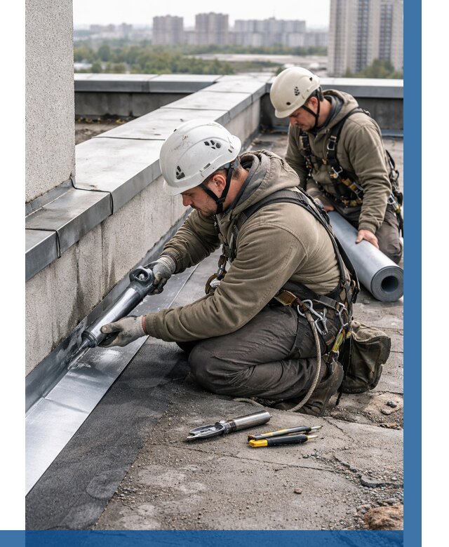 Ремонт кровельных примыканий в Баксане от 1212 р. | ВЫСОТНИК-Бкс