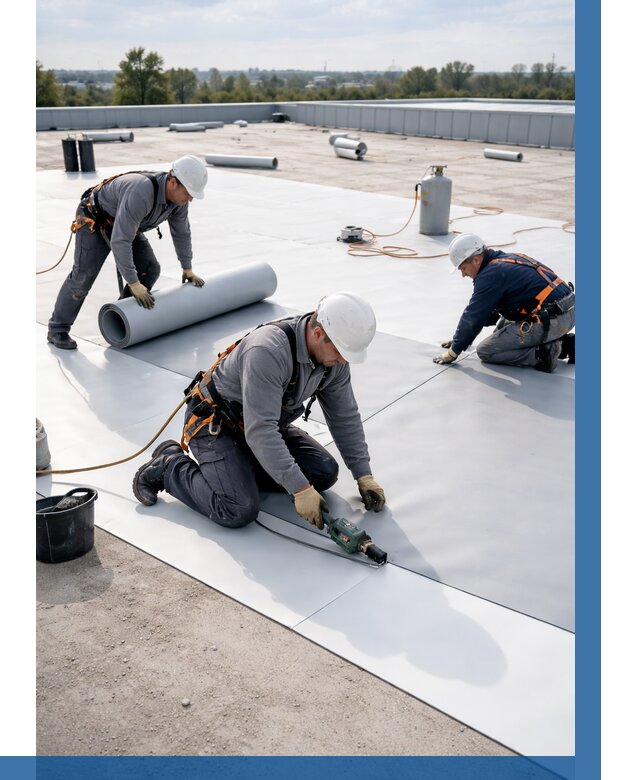 Монтаж мембранной кровли под ключ в Баксане от 1212 р. | ВЫСОТНИК-Бкс