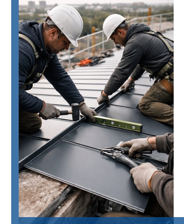 Монтаж фальцевой кровли в Баксане для промышленных зданий