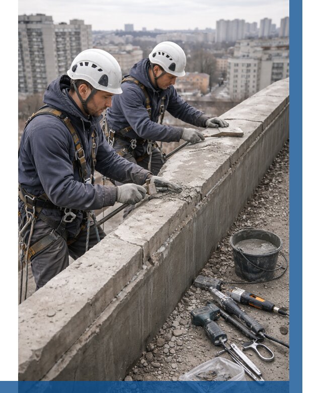 Ремонт парапета на кровле в Баксане от 1515 р. | ВЫСОТНИК-Бкс