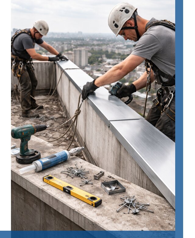 Монтаж парапетных крышек в Баксане от 808 р. | ВЫСОТНИК-Бкс