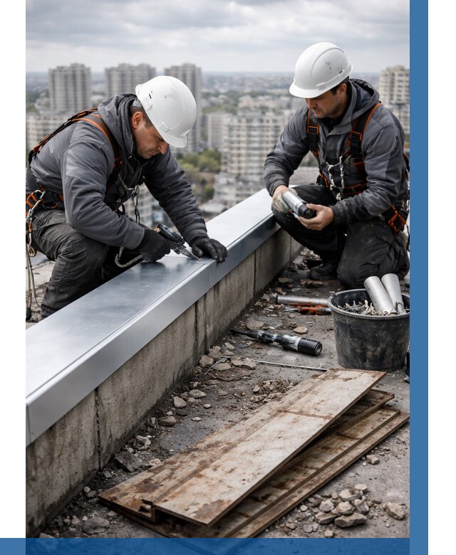 Замена парапетных крышек под ключ в Баксане от 1212 р. | ВЫСОТНИК-Бкс