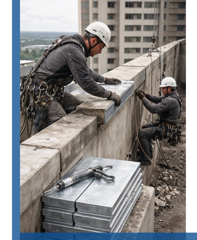 Замена парапетных крышек и установка новых в Баксане