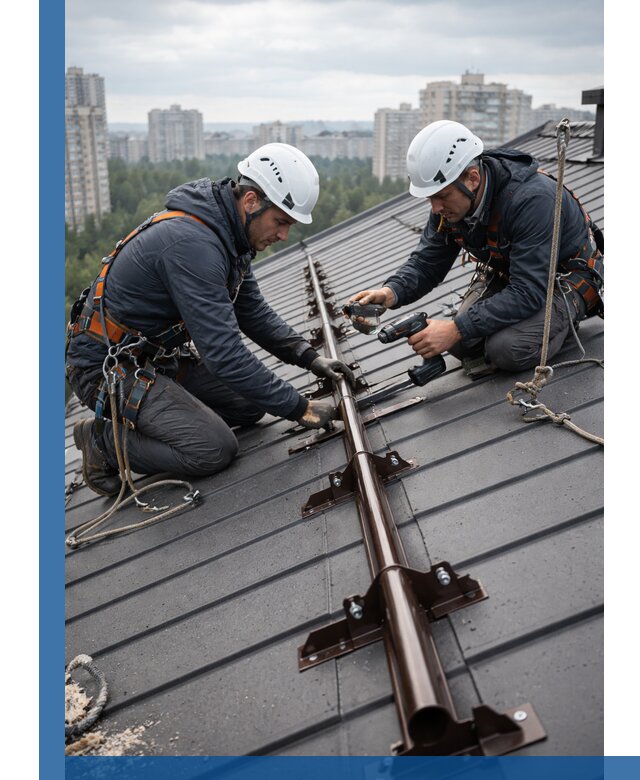 Монтаж снегозадержателей на кровле зданий в Баксане под ключ