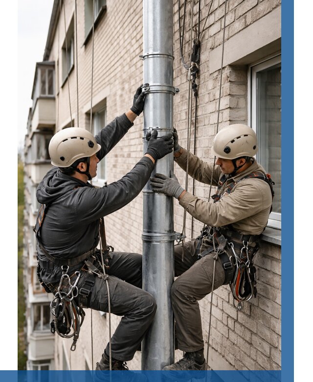 Замена водосточных труб в Баксане от 6566 р. | ВЫСОТНИК-Бкс