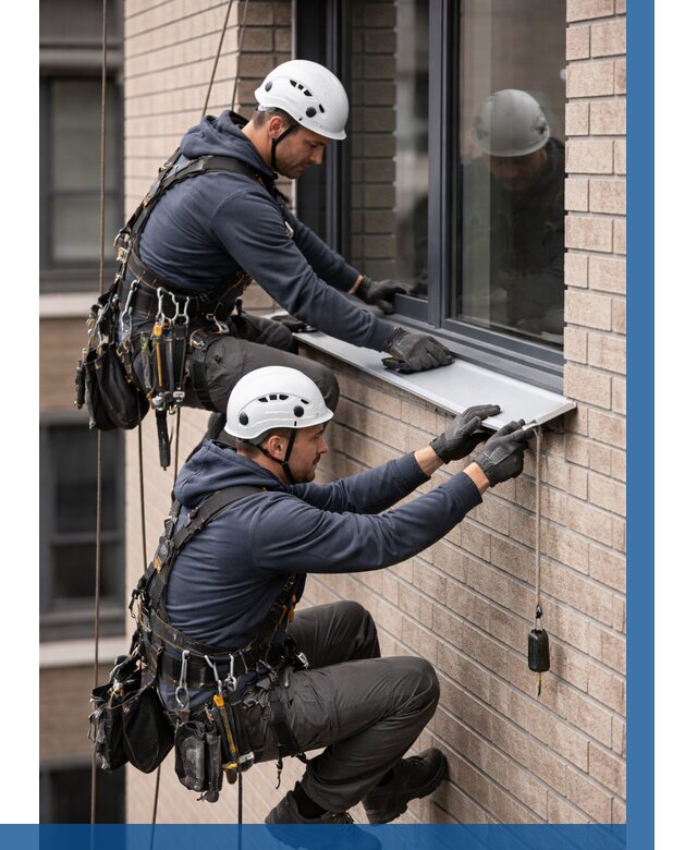 Монтаж оконных отливов под ключ в Баксане от 3536 р. | ВЫСОТНИК-Бкс