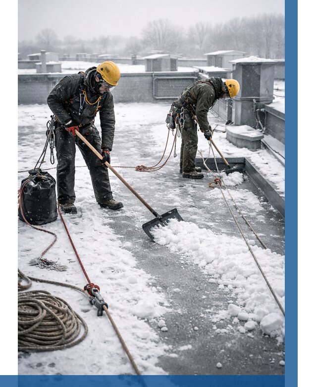 Очистка крыши от снега в Баксане от 7577 р. | ВЫСОТНИК-Бкс