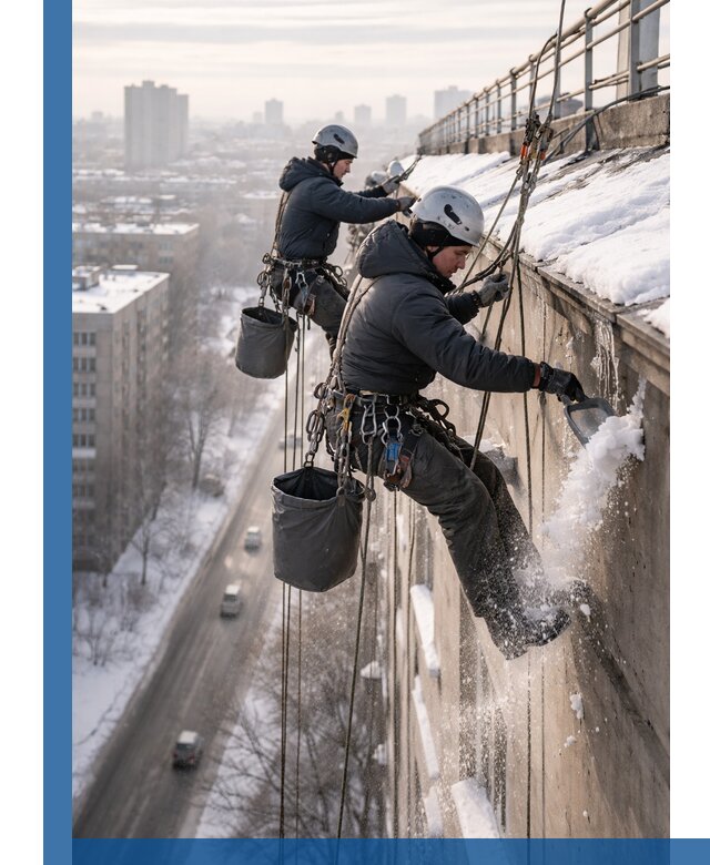 Очистка карнизов от снега в Баксане профессионально и безопасно