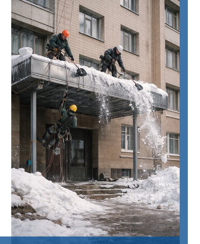 Очистка козырьков от снега в Баксане от 3536 р. | ВЫСОТНИК-Бкс