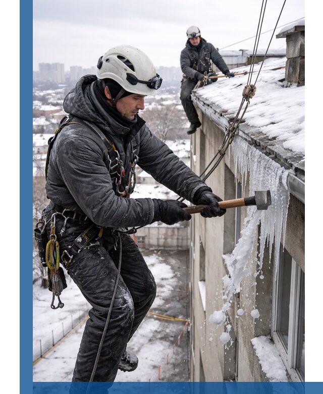 Сбивание и удаление сосулек с крыши в Баксане безопасно