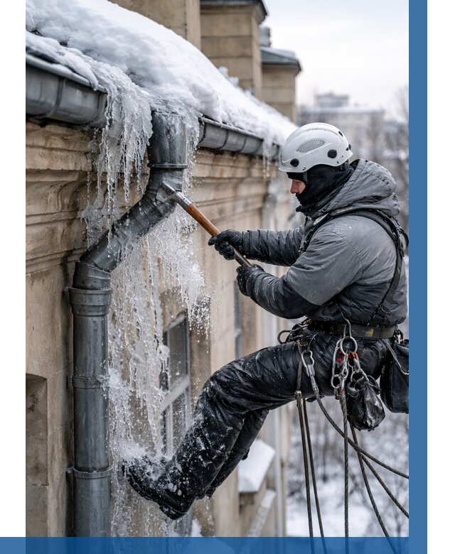 Очистка водостоков от льда в Баксане от 3536 р. | ВЫСОТНИК-Бкс