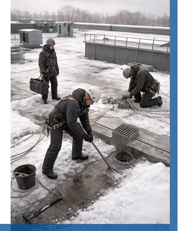 Абонентское обслуживание кровли зимой в Баксане от 8082 р. | ВЫСОТНИК-Бкс