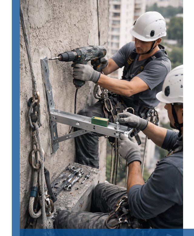 Установка кронштейнов кондиционера и крепежа в Баксане