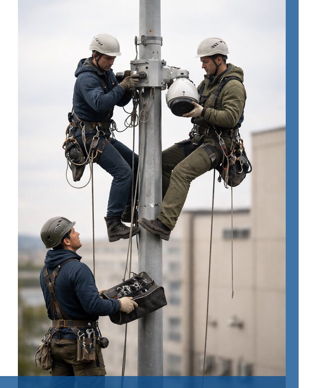 Установка видеокамер на мачте в Баксане от 8587 р. | ВЫСОТНИК-Бкс