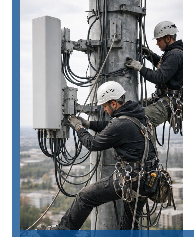 Монтаж оборудования связи на мачте в Баксане с пусконаладкой