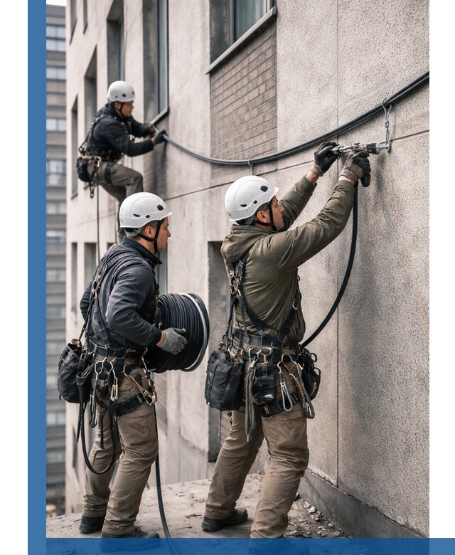 Прокладка кабеля по фасаду в Баксане, профессиональный монтаж