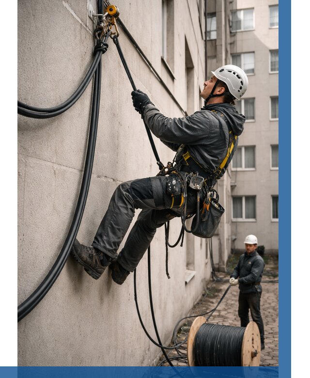 Протяжка кабеля питания на высоте в Баксане от 455 р. | ВЫСОТНИК-Бкс