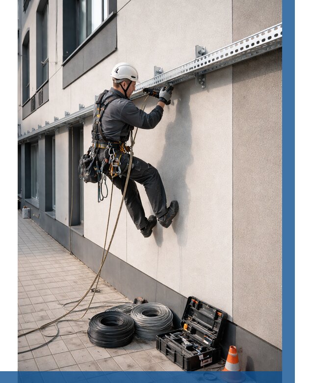 Монтаж кабельных лотков на фасаде в Баксане от 1212 р. | ВЫСОТНИК-Бкс