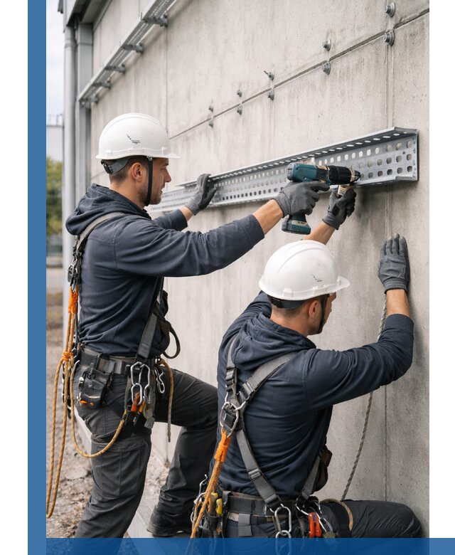 Монтаж кабельных лотков на фасаде зданий в Баксане с гарантией