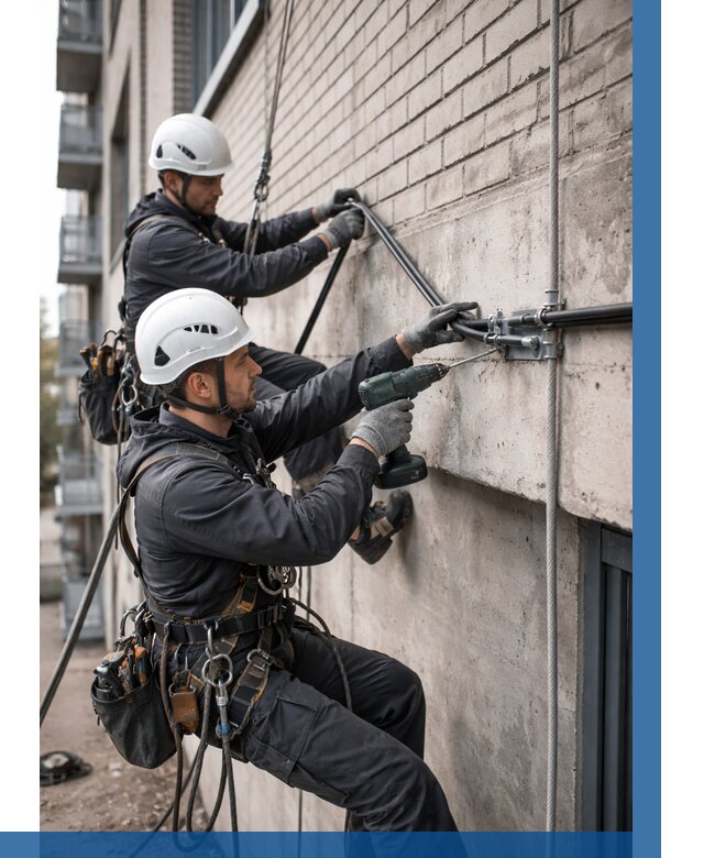 Крепление кабеля на фасаде в Баксане от 354 р. | ВЫСОТНИК-Бкс