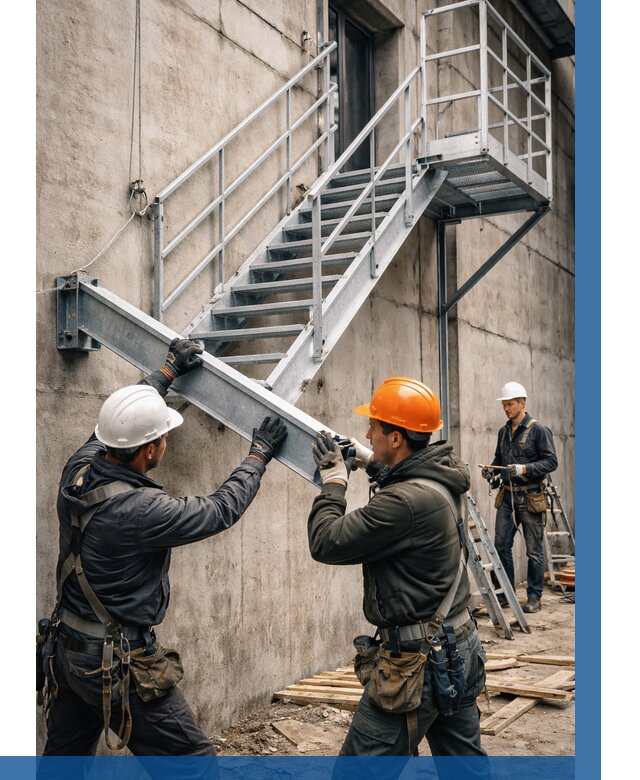 Монтаж металлических лестниц в Баксане от 15153 р. | ВЫСОТНИК-Бкс