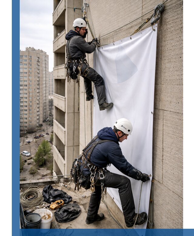 Профессиональный монтаж баннеров на фасаде в Баксане