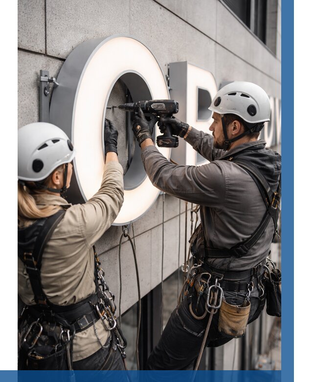 Монтаж световых букв в Баксане от 3031 р. под ключ ВЫСОТНИК-Бкс