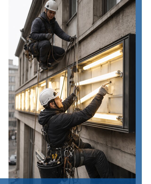Замена ламп в вывеске в Баксане под ключ от 3536 р. | ВЫСОТНИК-Бкс