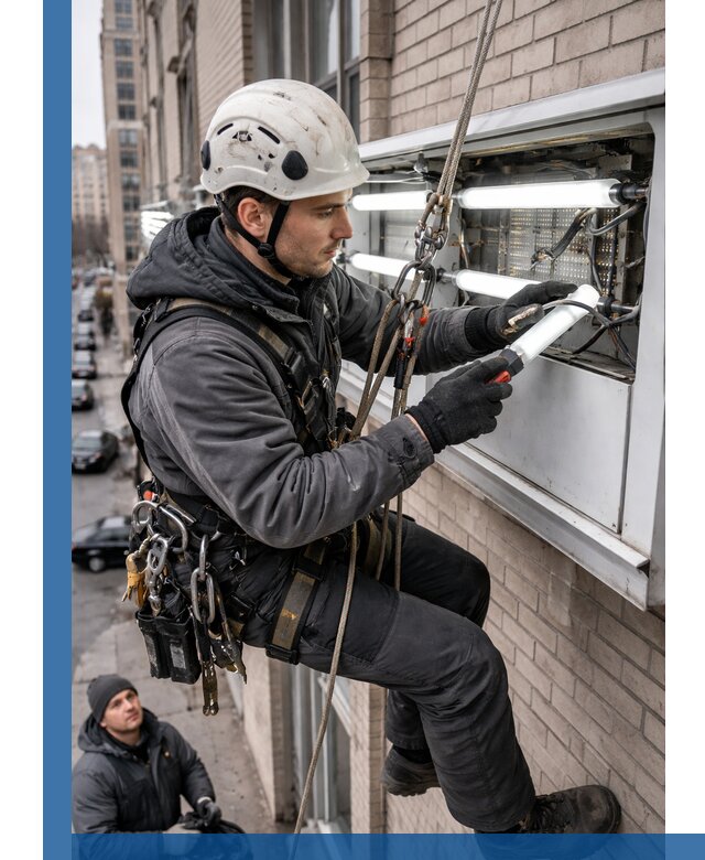 Профессиональная замена ламп в наружной вывеске в Баксане